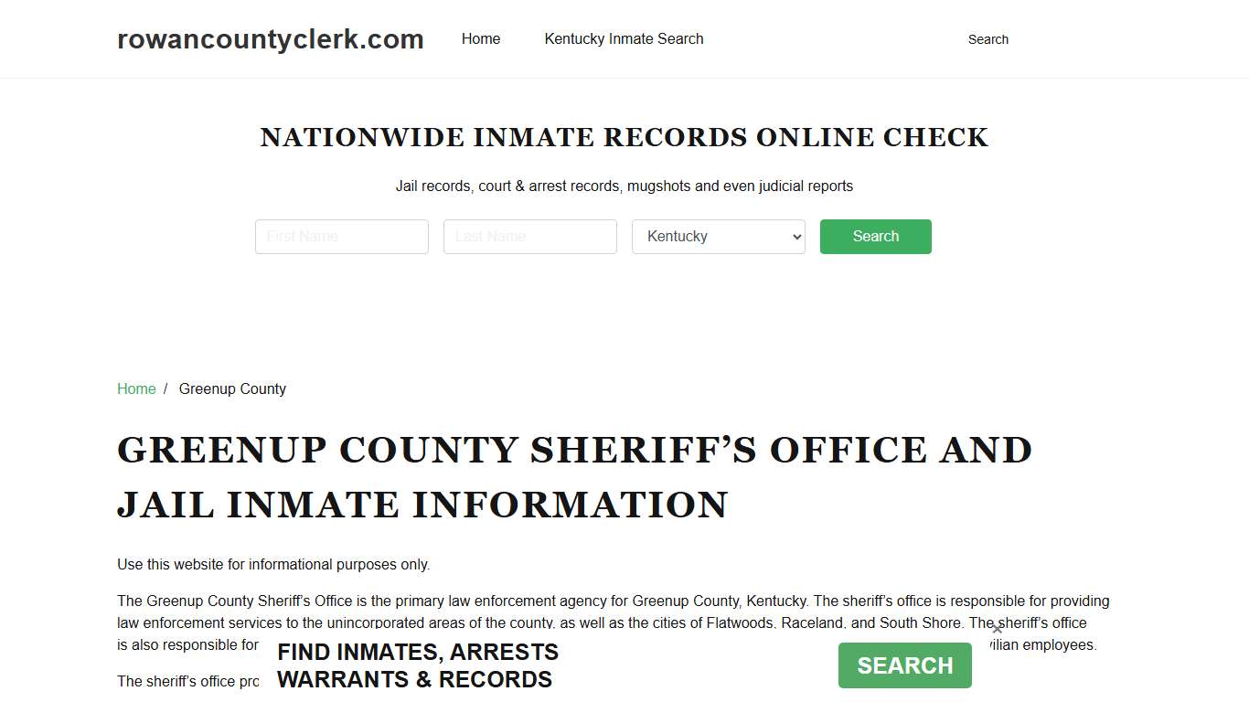 Greenup County Sheriff, KY, Jail Inmate Search, Recent Arrests