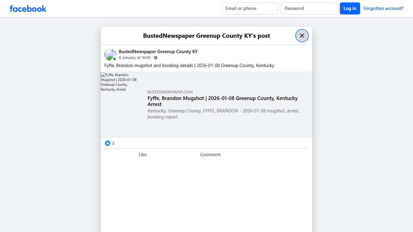 Fyffe, Brandon mugshot... - BustedNewspaper Greenup County KY Facebook